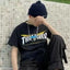Thrasher Golden Wing Logo Black Unisex Hip‑Hop Street‑wear T‑Shirt
