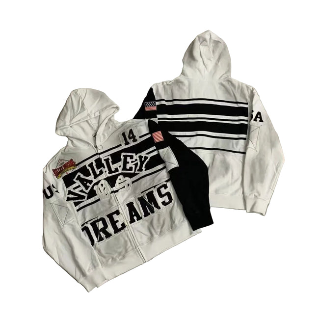 Vale Forever Valley Dreams Colorblock & Striped Vintage Full-Zip Hoodie white Hover Image