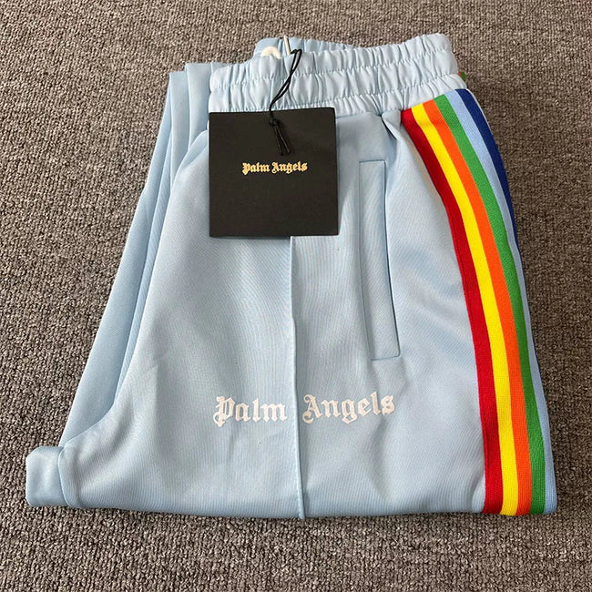 Palm Angels Light Grey Rainbow Track Pants Unisex Hover Image