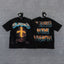 GLAZA GOD Men's Vintage Graphic Oversized T-Shirt – Cross Print Streetwear Double-Sided Casual Tee