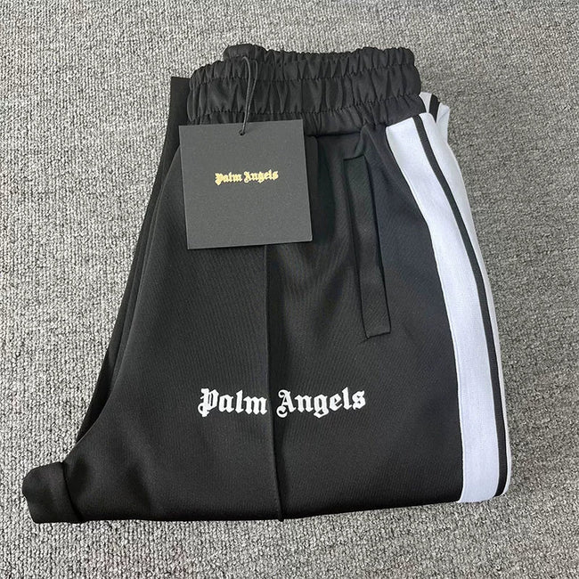 Palm Angels Black White Stripe Track Pants Unisex Hover Image