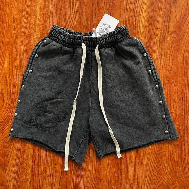 SAINT VANITY ins same style wash water used rivet casual sports shorts Main Image