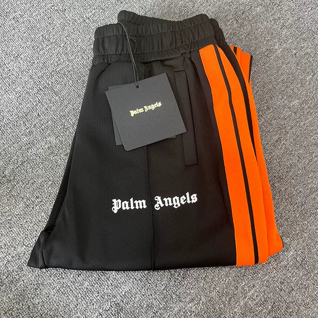 Palm Angels Black Orange Stripe Track Pants Unisex Hover Image