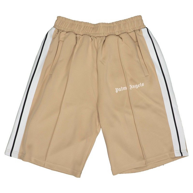 Palm Angels Khaki Side Stripe Shorts Unisex Summer Streetwear Casual Shorts Hover Image