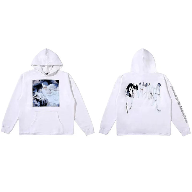 Revenge White Angel Painting Blue Arch Logo Pullover Hoodie Hover Image
