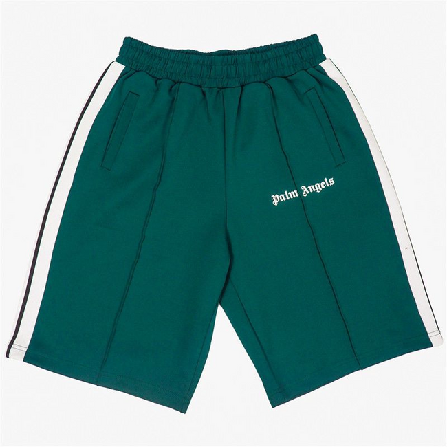 Palm Angels Dark Green White Side Stripe Shorts Unisex Classic Street Sports Shorts Hover Image