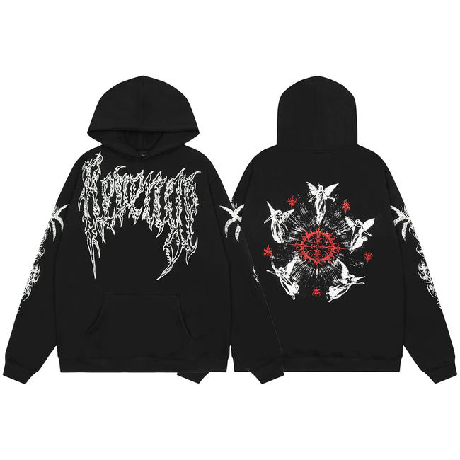 Revenge Black Five Angels & Red Cross Circle Pullover Hoodie Hover Image