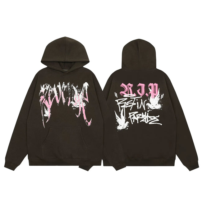 Revenge Brown Pink R.I.P Rest in Paradise Pullover Hoodie Hover Image