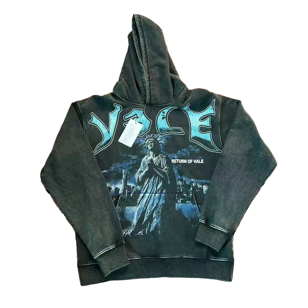 Vale Forever Return of Vale Statue of Liberty Graphic Vintage Wash Hoodie