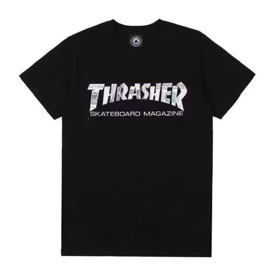 Thrasher Silver-Grey Outline Logo Black Subtle Streetwear Unisex T-Shirt