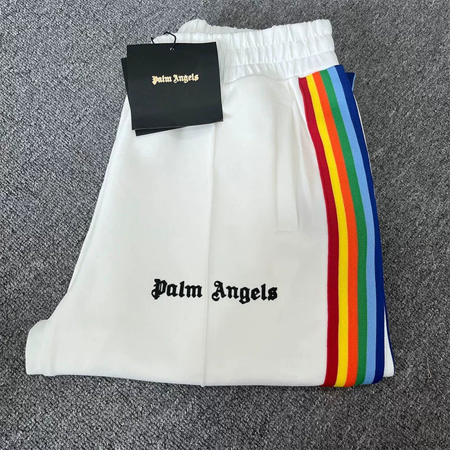 Palm Angels White Rainbow Track Pants Unisex Hover Image
