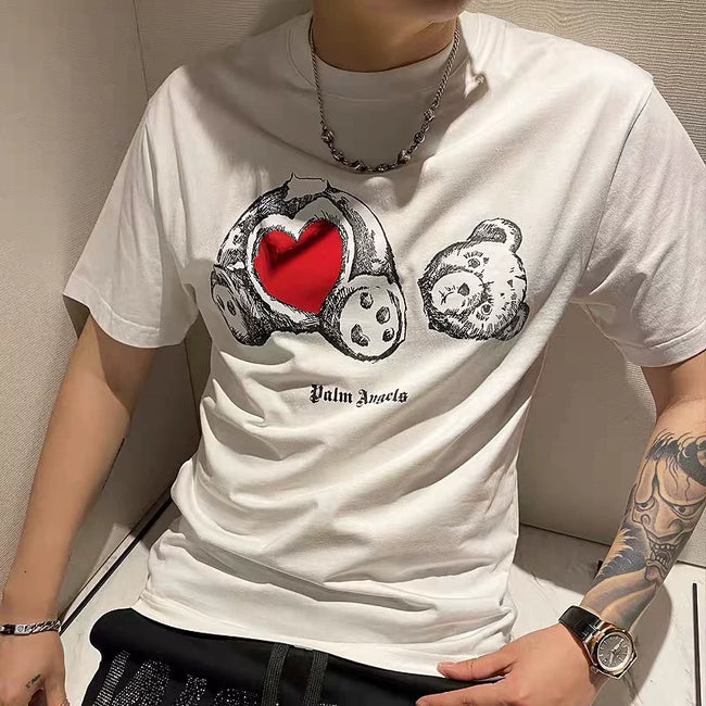 Palm Angel White Heart Broken Bear Graphic Tee Hover Image
