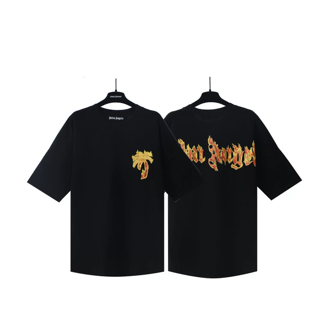 Palm Angels Black Small Palm & Flame Back Tee Hover Image