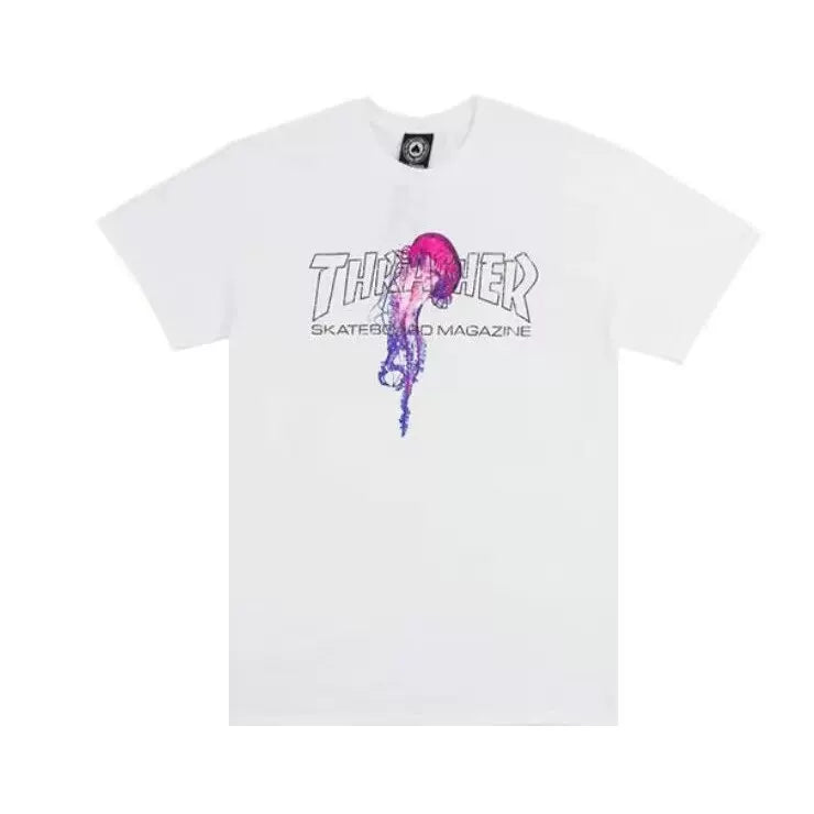 Thrasher Purple Cartoon Character Graphic White Art-Style Unisex T-Shirt
