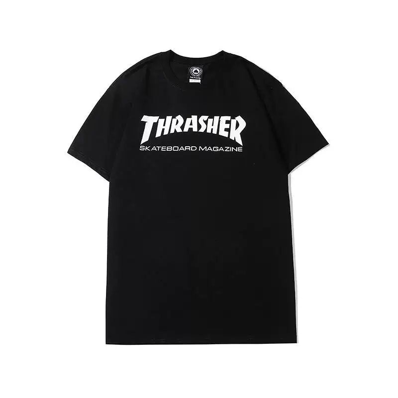 Thrasher Clean White Letter Logo Black Minimalist Unisex Basic T-Shirt