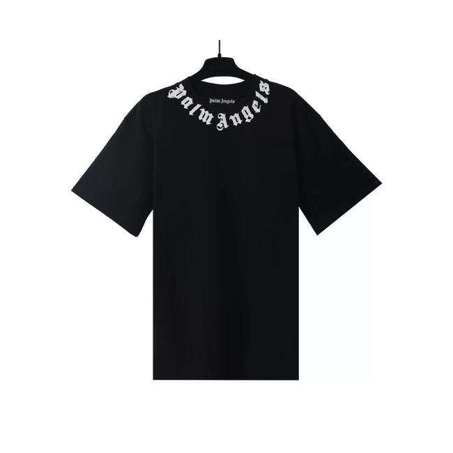Palm Angels Neck Logo Oversized Black Tee Hover Image
