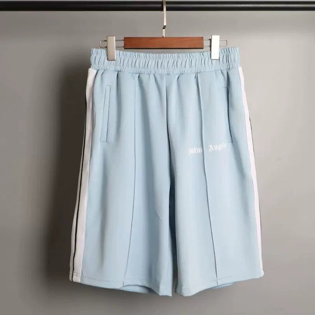 Palm Angels Light Blue Side Stripe Shorts Unisex Casual Sports Shorts Hover Image