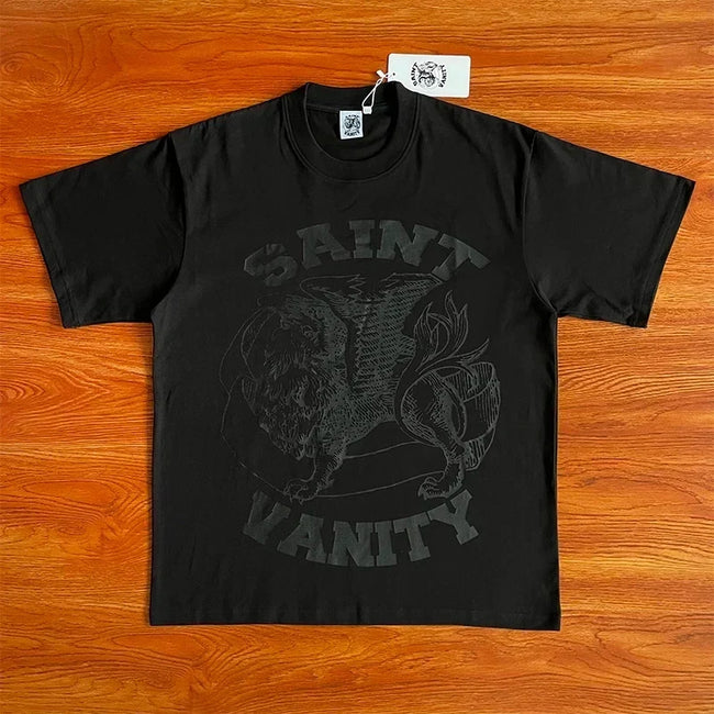 SAINT VANITY ins Same Style Letter Printed Casual Short Sleeve T-shirt Hover Image
