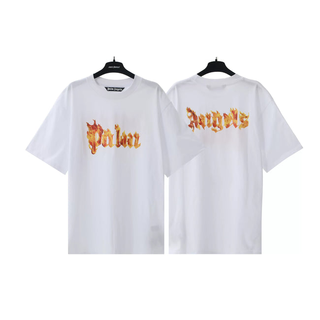 Palm Angels White Flame Letter Print Tee Hover Image