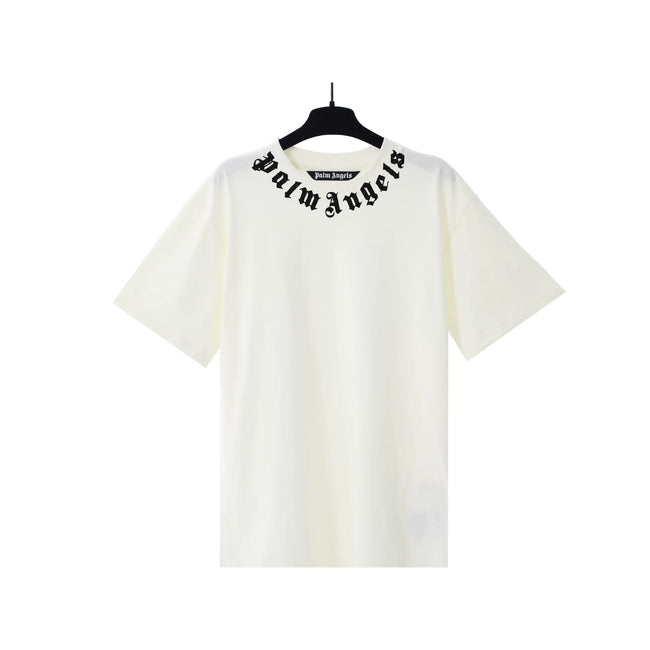 Palm Angels Neck Logo Off White Tee Hover Image