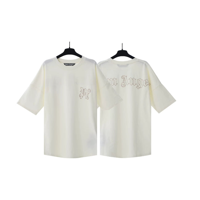 Palm Angels Cream Small Logo Front & Back Tee Hover Image