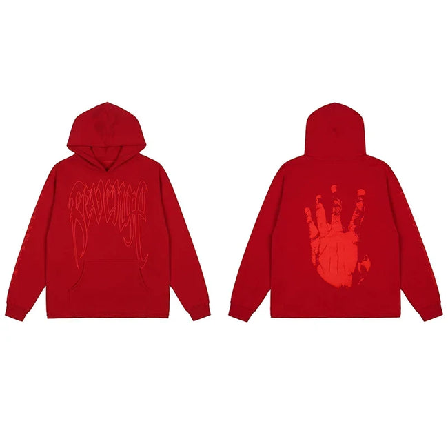 Revenge Classic Hand Graphic Pullover Hoodie red Hover Image