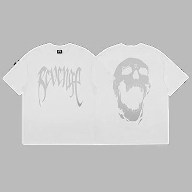 Revenge Arch Logo & Skull Graphic Short Sleeve T-Shirt White Hover Image