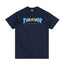 Thrasher Ice-Blue Flame Logo Dark Navy Minimalist Street-Style T-Shirt