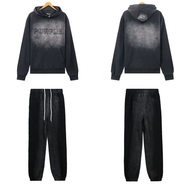 Palm Angels PURPLE Black Faded Hoodie Tracksuit 2Pcs Hover Image