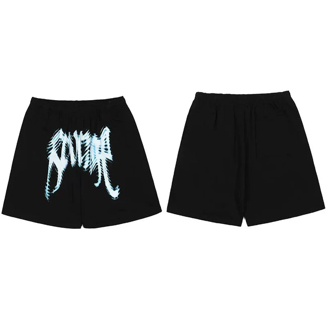 Revenge Ice Blue Skeleton Gothic Logo Mesh Shorts - Black Hover Image
