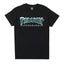 Thrasher Icy‑Blue Frosted Flame Logo Black Unisex Skate T‑Shirt