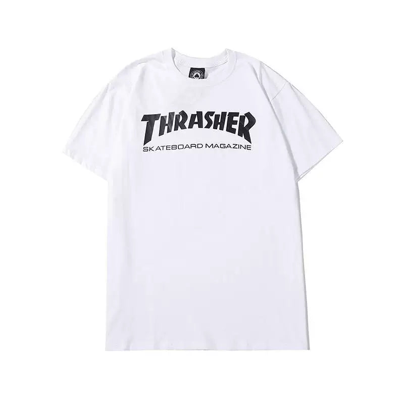 Thrasher Bold Black Letter Logo White Basic Unisex Short-Sleeve T-Shirt