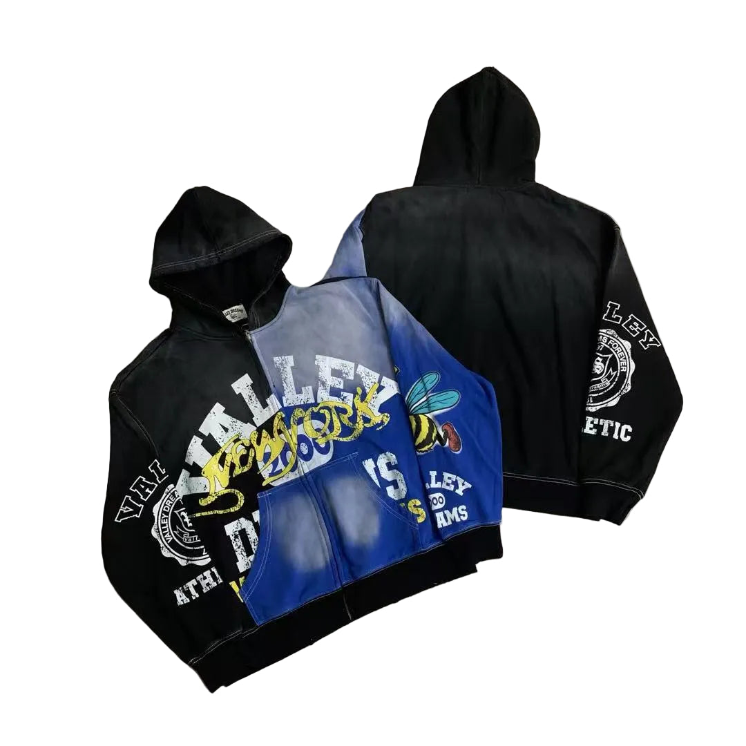 Vale Forever Valley New York Bee Vintage Full-Zip Hoodie