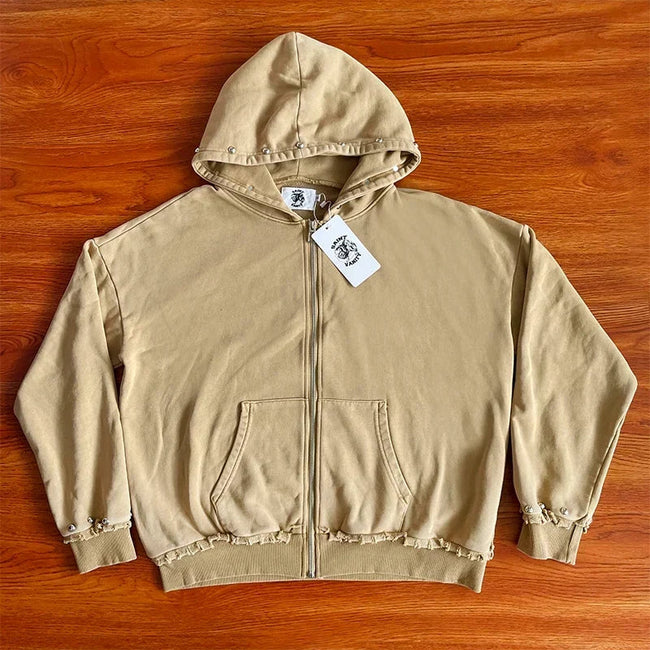 SAINT VANITY ins same style rivet hooded sweatshirt Hover Image