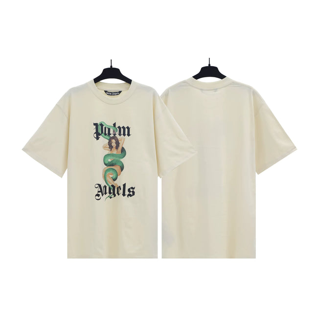 Palm Angels Cream Snake Lady Graphic Tee Hover Image