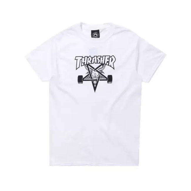 Thrasher Pentagram Star Graphic White Alternative-Style Unisex T-Shirt Hover Image