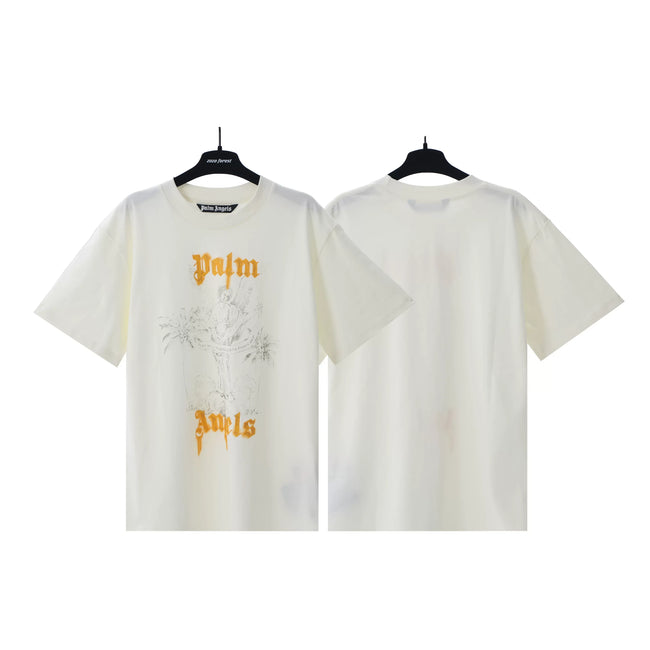 Palm Angels Cream Cracked Palm Graphic Tee Hover Image