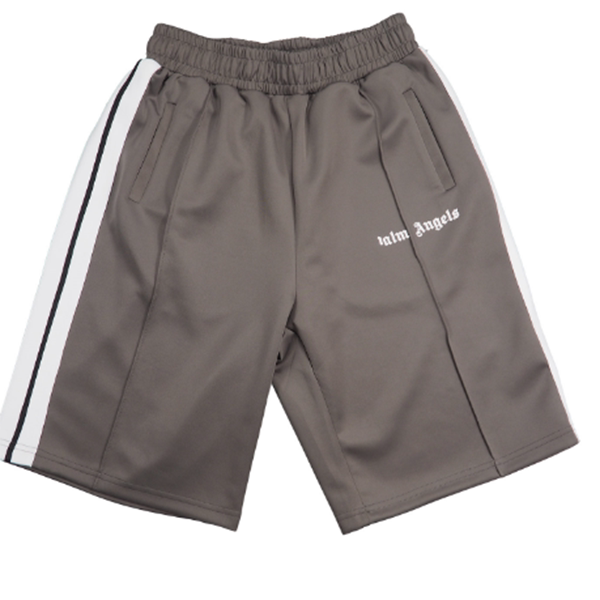 Palm Angels Grey White Side Stripe Shorts Unisex Streetwear Casual Sports Shorts Hover Image