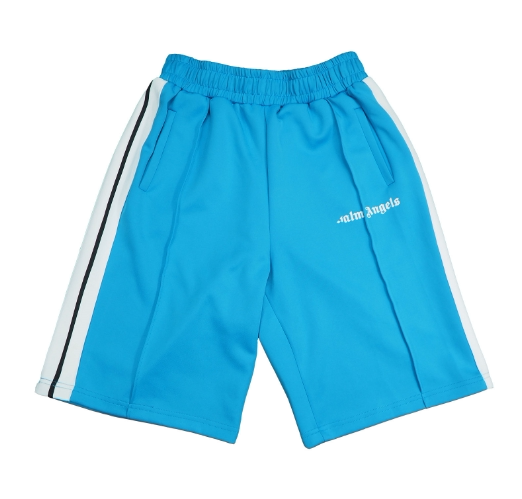 Palm Angels Cyan Side Stripe Shorts Unisex Hip Hop Sports Casual Shorts Hover Image