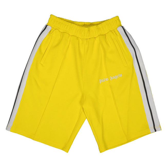 Palm Angels Yellow Side Stripe Shorts Unisex Summer Streetwear Shorts Hover Image