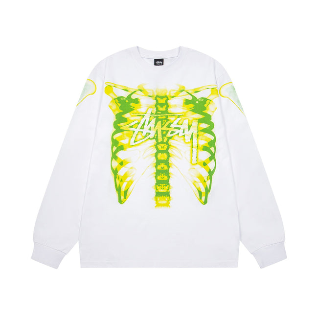 STUSSY Ribcage Graphic Long Sleeve Tee – White Hover Image