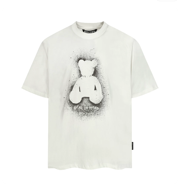 Palm Angels White Bear In Mind Spray Print Tee Hover Image
