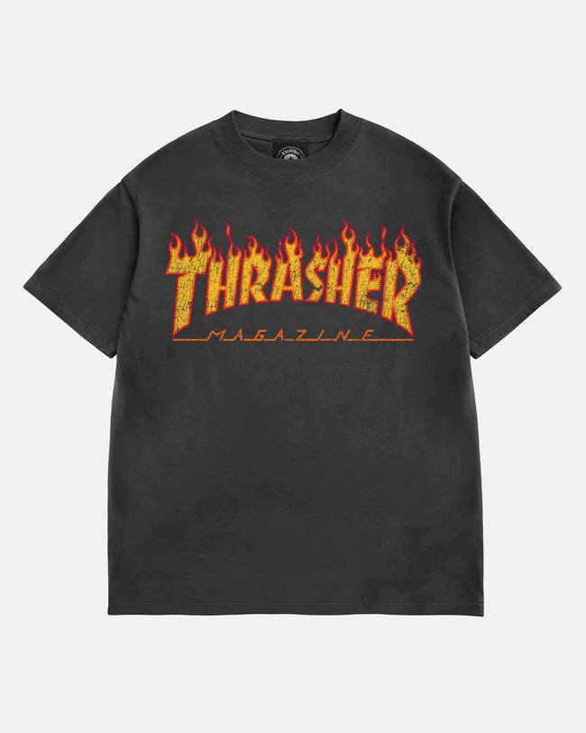 Thrasher FLAME VINTAGE - T-SHIRT - BLACK Hover Image