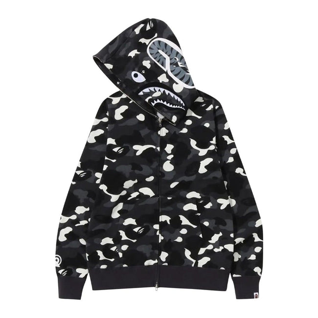 BAPE City Camo Shark Full Zip Hoodie 'Black' Hover Image