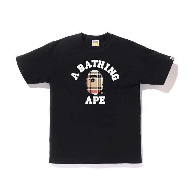 BAPE College Burberry Tee Black Hover Image