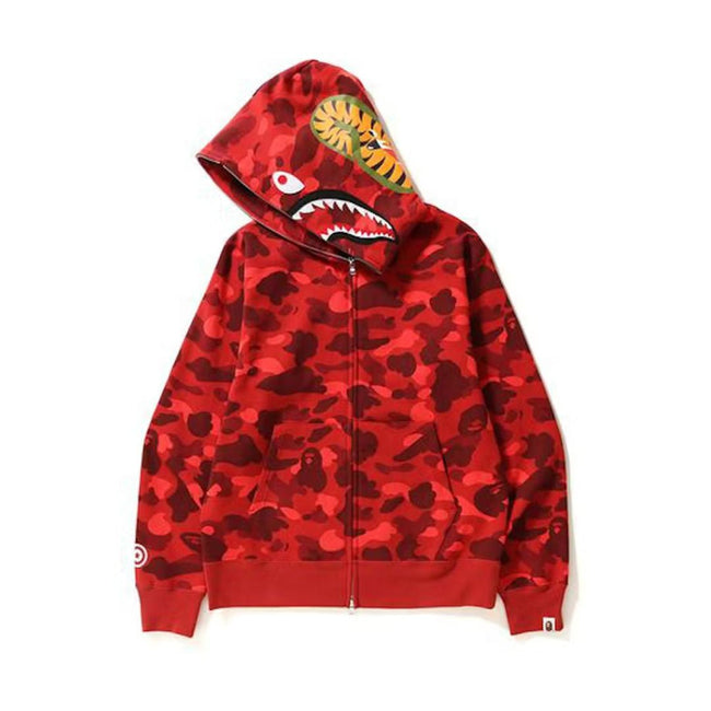 BAPE Color Camo Shark Full Zip Hoodie Red Main Image