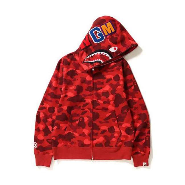 BAPE Color Camo Shark Full Zip Hoodie Red Hover Image