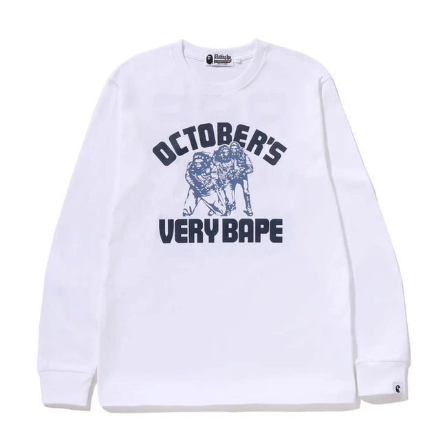BAPE x OVO Collegiate Long Sleeve Tee White Hover Image