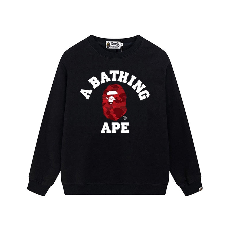 BAPE Red Camo Ape Head Crewneck Sweatshirt