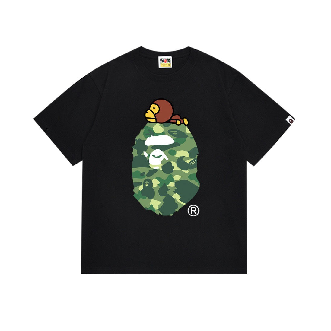 BAPE Black Green Camo Ape Head Graphic T-Shirt